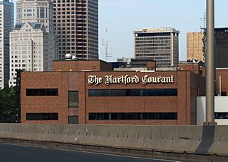 The Hartford Courant building in downtown Hartford, seen from I-84 East.jpg