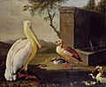 Adriaen Coorte - Pelican and ducks in a mountain landscape.7