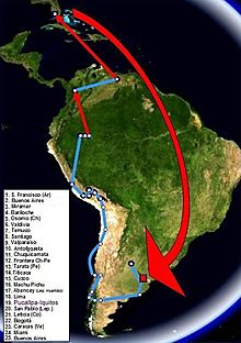 Archivo:Che Guevara-Granado - Mapa 1er viaje - 1952
