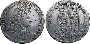 Archivo:Deux tiers de thaler de Brandebourg à l'effigie de Frédéric III, 1691