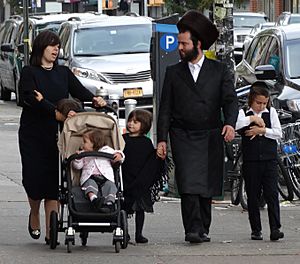 Archivo:Hasidic Family in Street - Borough Park - Hasidic District - Brooklyn