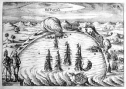 Archivo:Joris van Spilbergen in the bay of Valparaiso 1615