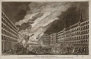 Archivo:José jimeno-Incendio de la Plaza Mayor de Madrid-1790