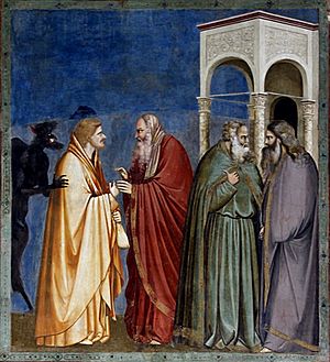 Judas being paid - Capella dei Scrovegni - Padua 2016.jpg
