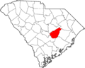 Map of South Carolina highlighting Clarendon County