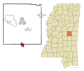 Neshoba County Mississippi Incorporated and Unincorporated areas Union Highlighted