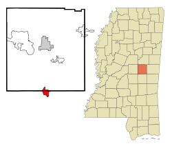 Neshoba County Mississippi Incorporated and Unincorporated areas Union Highlighted.svg