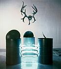 Vasiliy Ryabchenko. "Big Bembi", installation, barrels, linear lamps, deer horns, 1994