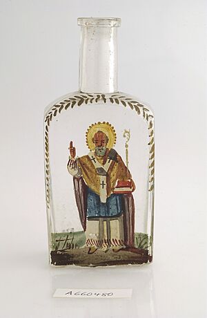 Archivo:Bottle decorated with saint Wellcome L0036647