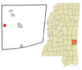 Clarke County Mississippi Incorporated and Unincorporated areas Pachuta Highlighted