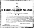 Esquela de Manuel Salvador Palacios en El Siglo Futuro