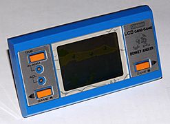 Gakken LCD Card Game Donkey Angler, Made In Japan, Circa 1983 (LCD Electronic Handheld Game with Watch)