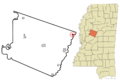 Holmes County Mississippi Incorporated and Unincorporated areas West Highlighted