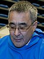 Landsstyreformand Hans Enoksen til Folkeafstemning i Multihallen i Nuuk med Pipaluk Petersen pa 5 ar (cropped)