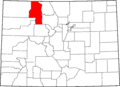 Map of Colorado highlighting Routt County