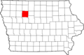 Map of Iowa highlighting Pocahontas County
