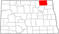 Map of North Dakota highlighting Cavalier County