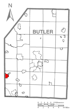 Map of Zelienople, Butler County, Pennsylvania Highlighted.png
