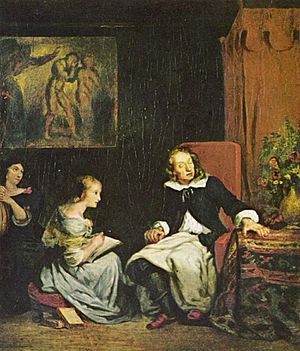 Archivo:Milton diktiert seinen Töchtern das »Paradise Lost« (Eugène Ferdinand Victor Delacroix)