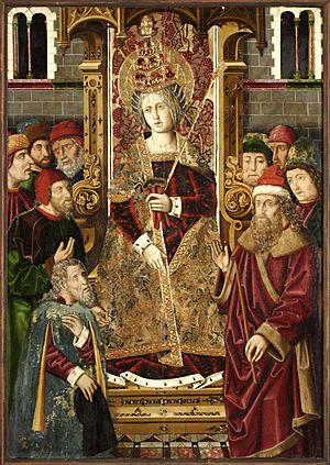 Archivo:St-helena-enthroned-among-jews-jimenez-bernalt-spain-1480s