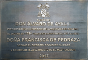 Archivo:Universidad de Alcalá (RPS 20-03-2018) Placa dedicada a Álvaro de Ayala y Francisca de Pedraza