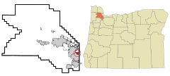 Washington County Oregon Incorporated and Unincorporated areas Metzger Highlighted.svg