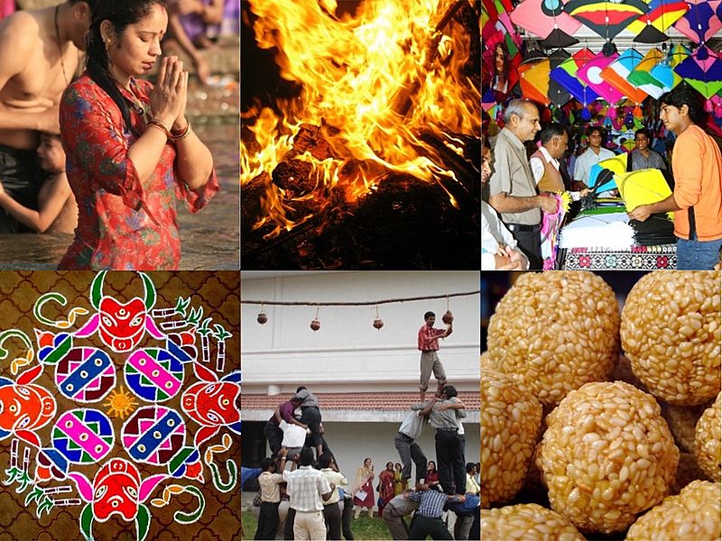 6 images Makar Sankranti collage
