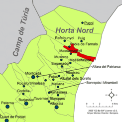 Localización en la comarca Huerta Norte