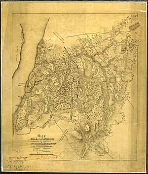 Archivo:Map of Blakely and Vicinity. Showing the disposition of the 2nd Division, 13th Army Corps, during the siege & and... - NARA - 305627