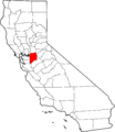 Map of California highlighting San Joaquin County