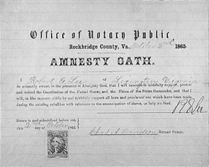 Archivo:Robert E Lee's Amnesty Oath 1865