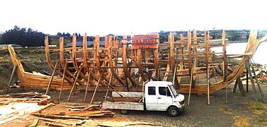 The construction of the HMS Beagle Full Size Replica in the Nao Victoria Museum - Punta Arenas - Chile