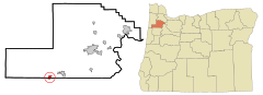 Yamhill County Oregon Incorporated and Unincorporated areas Willamina Highlighted.svg