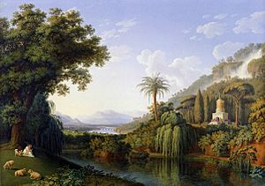 Archivo:Hackert, Landschaft mit Motiven des Englischen Gartens in Caserta, 1797