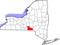 Map of New York highlighting Broome County