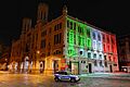 Palazzo Civico (Cagliari) night view with tricolor
