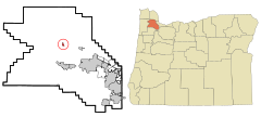 Washington County Oregon Incorporated and Unincorporated areas Banks Highlighted.svg