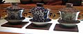 Chinese tea set and three gaiwan (cropped)