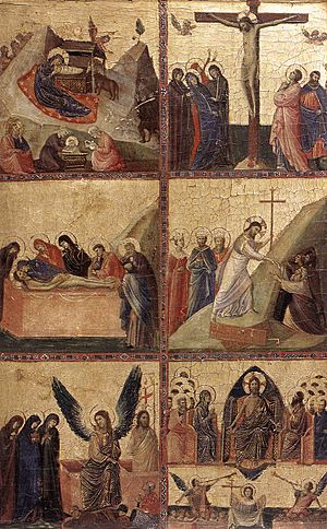 Archivo:Giovanni da rimini, storie della vita di cristo, 1305 circa, 52,5 x 34,5 cm, Galleria Nazionale d'Arte Antica, Roma