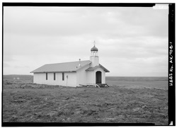 NORTH SIDE AND WEST FRONT - St. Matrona Russian Orthodox Church, Port Heiden, Lake and Peninsula Borough, AK HABS AK,5-POHEI,1B-1.tif