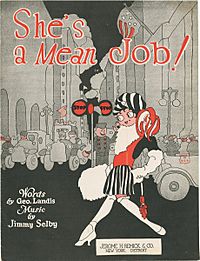 Archivo:She's a Mean Job sheet music cover, 1921 sheet music published by Jerome H. Remick & Co., New York, Authors- George Landis and Jimmy Selby