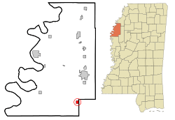Bolivar County Mississippi Incorporated and Unincorporated areas Shaw Highlighted.svg