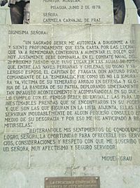 Archivo:Carta de Grau a viuda de Prat en monumento chileno
