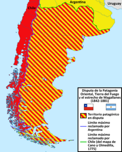 Archivo:Disputa de la Patagonia Oriental, Tierra del Fuego y el estrecho de Magallanes entre Argentina y Chile (1842-1881)