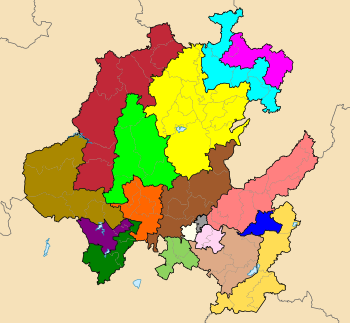 Archivo:Distritos electorales locales de Hidalgo (sin nombres)
