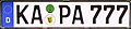 Germany (D) European Union license plate - Number KA PA 777