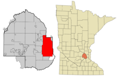 Hennepin County Minnesota Incorporated and Unincorporated areas Minneapolis Highlighted.svg