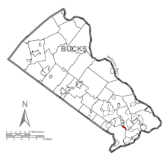 Map of Hulmeville, Bucks County, Pennsylvania Highlighted.png