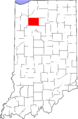 Map of Indiana highlighting Pulaski County