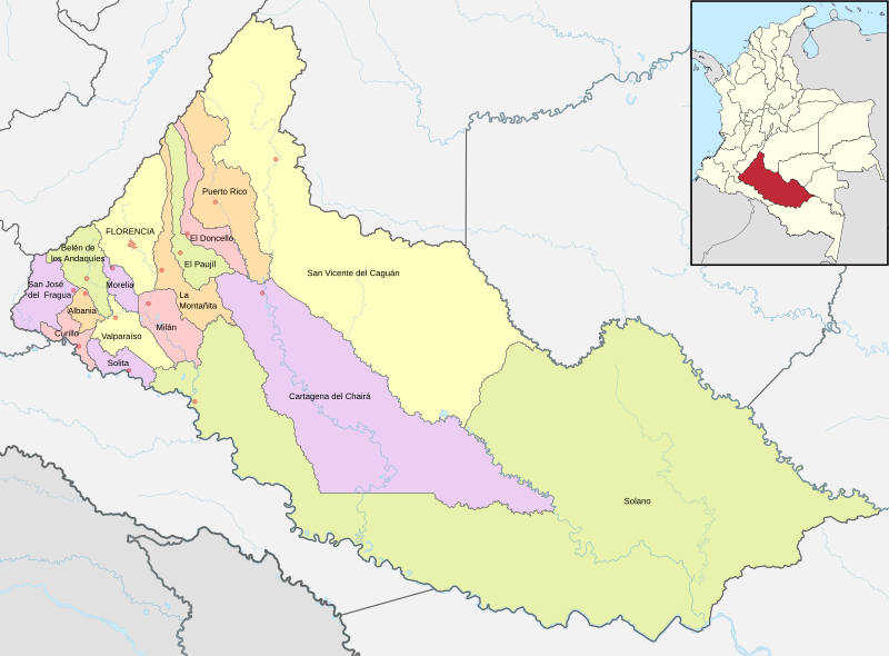 Mapa de Caquetá (político)